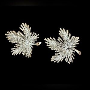 Sarah Coventry Silver-Tone Maple Leaf Clip Earrings